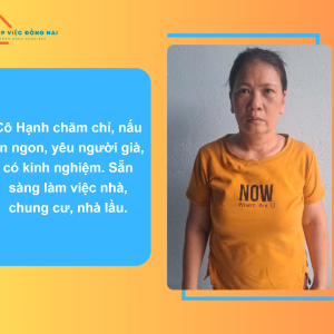 Chị ĐẶNG THỊ MỸ HẠNH, sinh năm 1972, quê Bình Định cần tìm việc