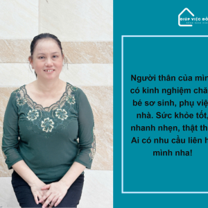 Chị LÊ NGỌC TUYẾT, sinh năm 1973, quê Cần Thơ cần tìm việc