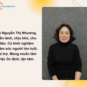 Chị NGUYỄN THỊ NHƯỢNG, sinh năm 1963, quê Bình Định cần tìm việc